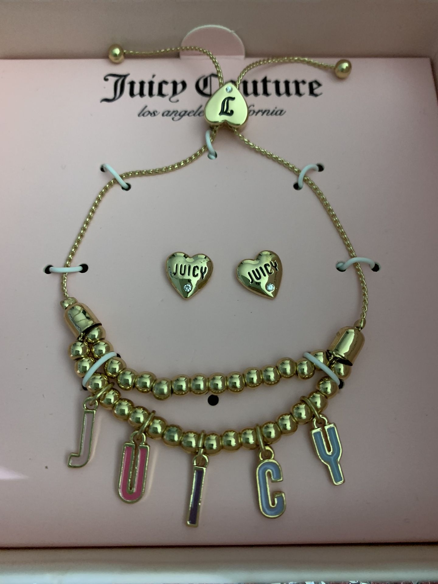 Juicy Couture Charm Bracelet And Earrings Set