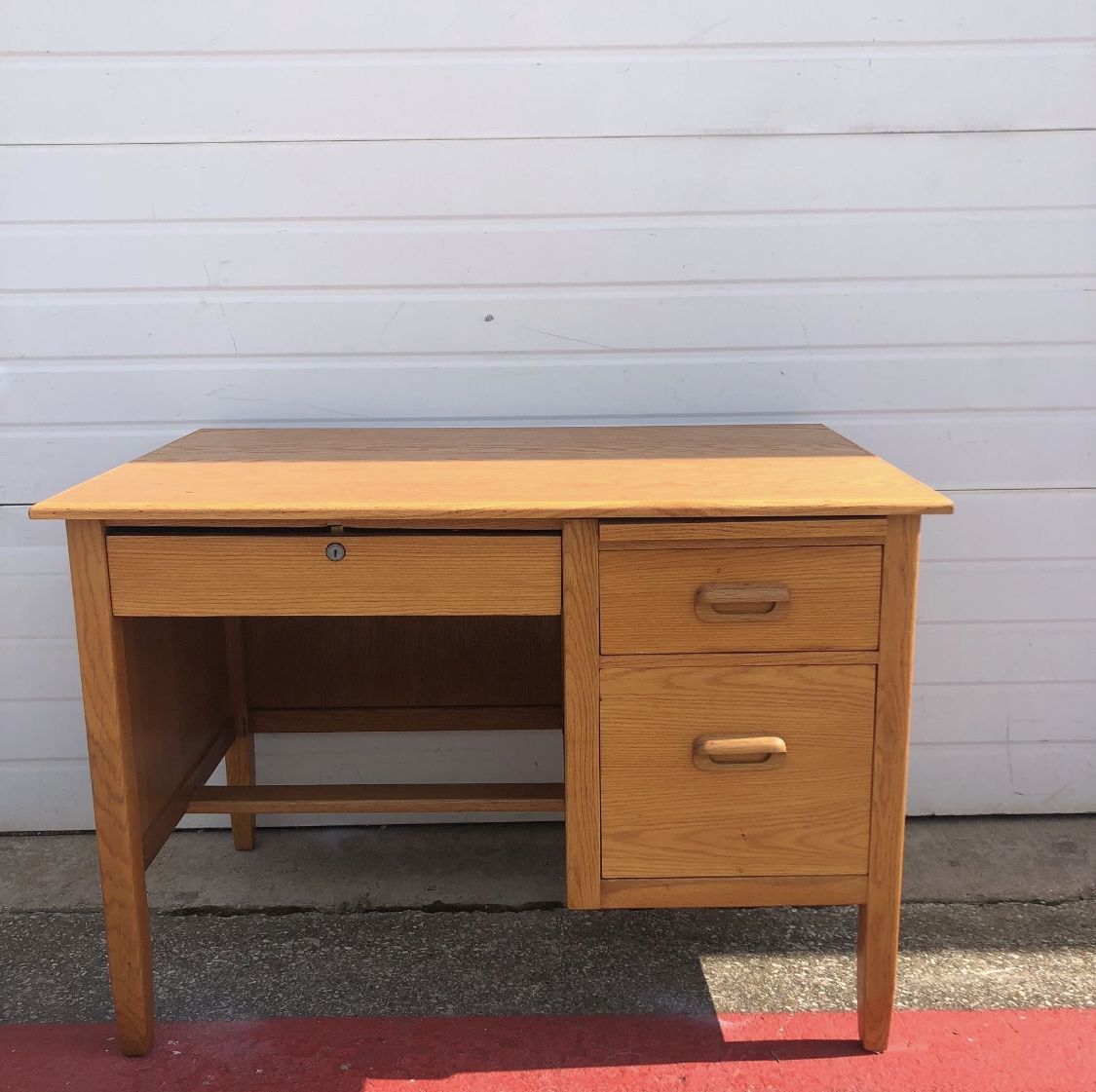 Vintage Wood Small Student Drawers Desk