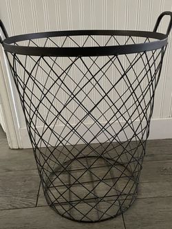 Large Decorative Laundry Size Basket Farmhouse Storage Metal Steel Frame Sturdy Decor