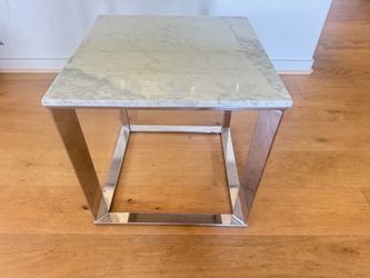 Genuine Real Marble Top Side Table – Stainless Steel Frame – Heavy & Elegant