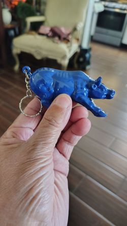 Blue Metal bull key chain