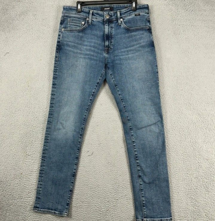 Mavi Jake Mens Slim Leg Jeans 32X32 Blue Distressed 5 Pocket Stretch Denim Pants