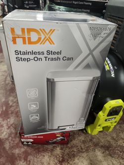 HDX
13 Gal. Stainless Steel Rectangle Step-On Indoor Trash Can with Lid