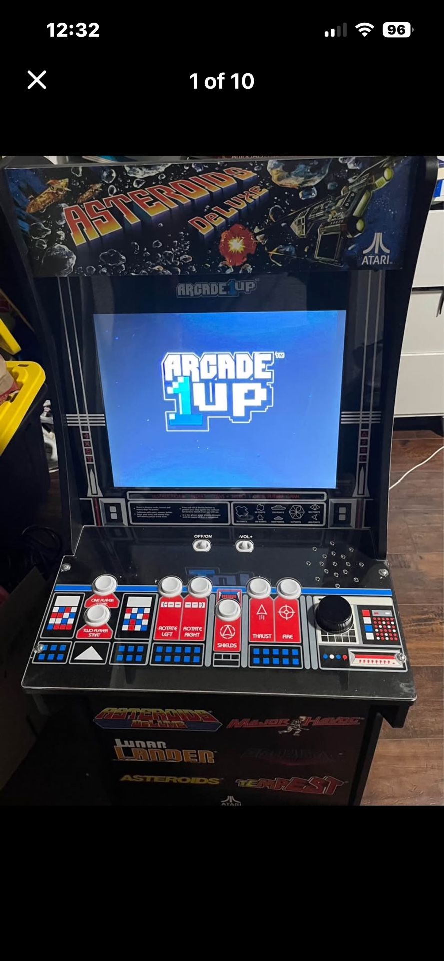 1up asteroids deluxe arcade machine Works great