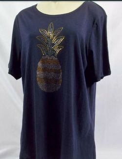 CJ Banks Pineapple Tropical Ladies Top 1X