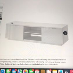 IKEA BYAS White High Gloss Entertainment TV Media Stereo Sound Console Center Stand