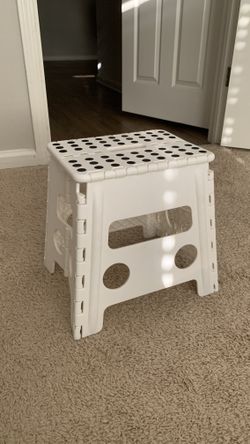 13 Inch Folding Step Stool, Holds 300 lb, for Adults and Kids, White