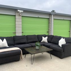 Charcoal Gray Sectional Couch With Delivery