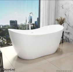 DreamLine
Nile 63 in. x 28 in. Freestanding Acrylic Soaking Bathtub with Center Drain in Chrome