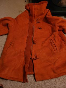 Womens Burnt Orange Shearling Look Coat 22W