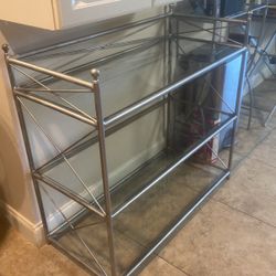 Glass metal shelves