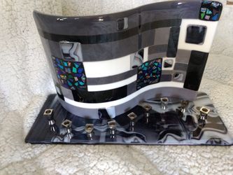 Handmade fused glass menorah