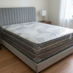 QUEEN size bed frame with mattress new BED FRAME mattress and box spring set FREE DELIVERY