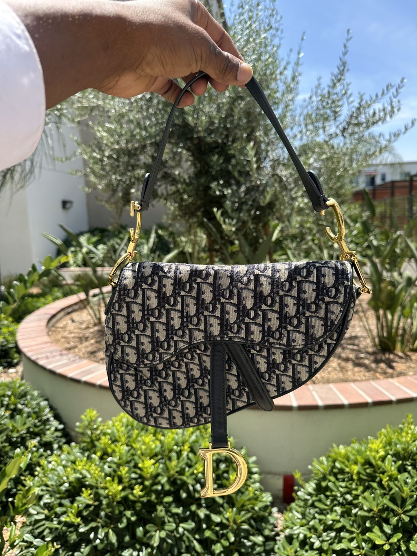 Blue Dior Oblique Jacquard Saddle Bag Women’s