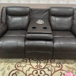 Whole Living Room Set( Recliner  Sofa With Coffee Table And Bookshelf , Carpet And  Glass Table ) 