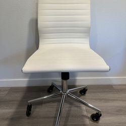 Armless Mid Back Eco Leather Chair-Color:White