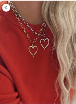 Gold & Silver Open Heart Necklace 
