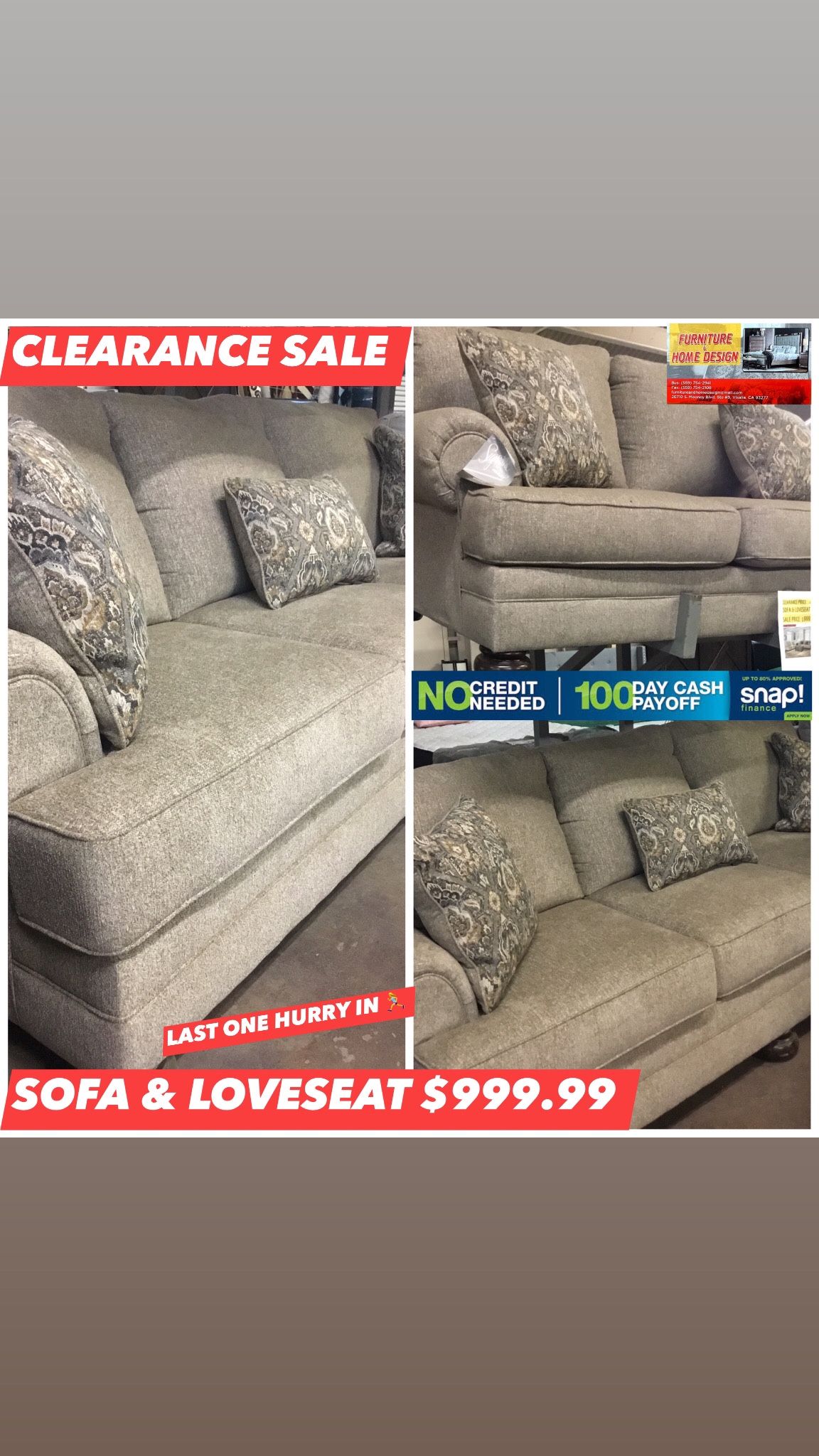 2PCS SOFA & LOVESEAT $999.99
