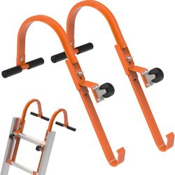 2 Pack Ladder Roof Hook with Wheel Heavy Duty Steel Ladder Stabilizer Holder
