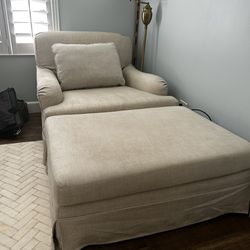 Restoration Hardware Chair and Matching Ottoman