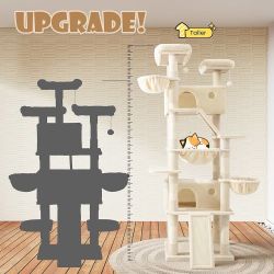 81in Multi-Level Tall Cat Tree Tower for Indoor Kitties/Larger Cat Condo Furniture with Hammock/Cozy Pussycat Perches/Sisal Scratching Posts