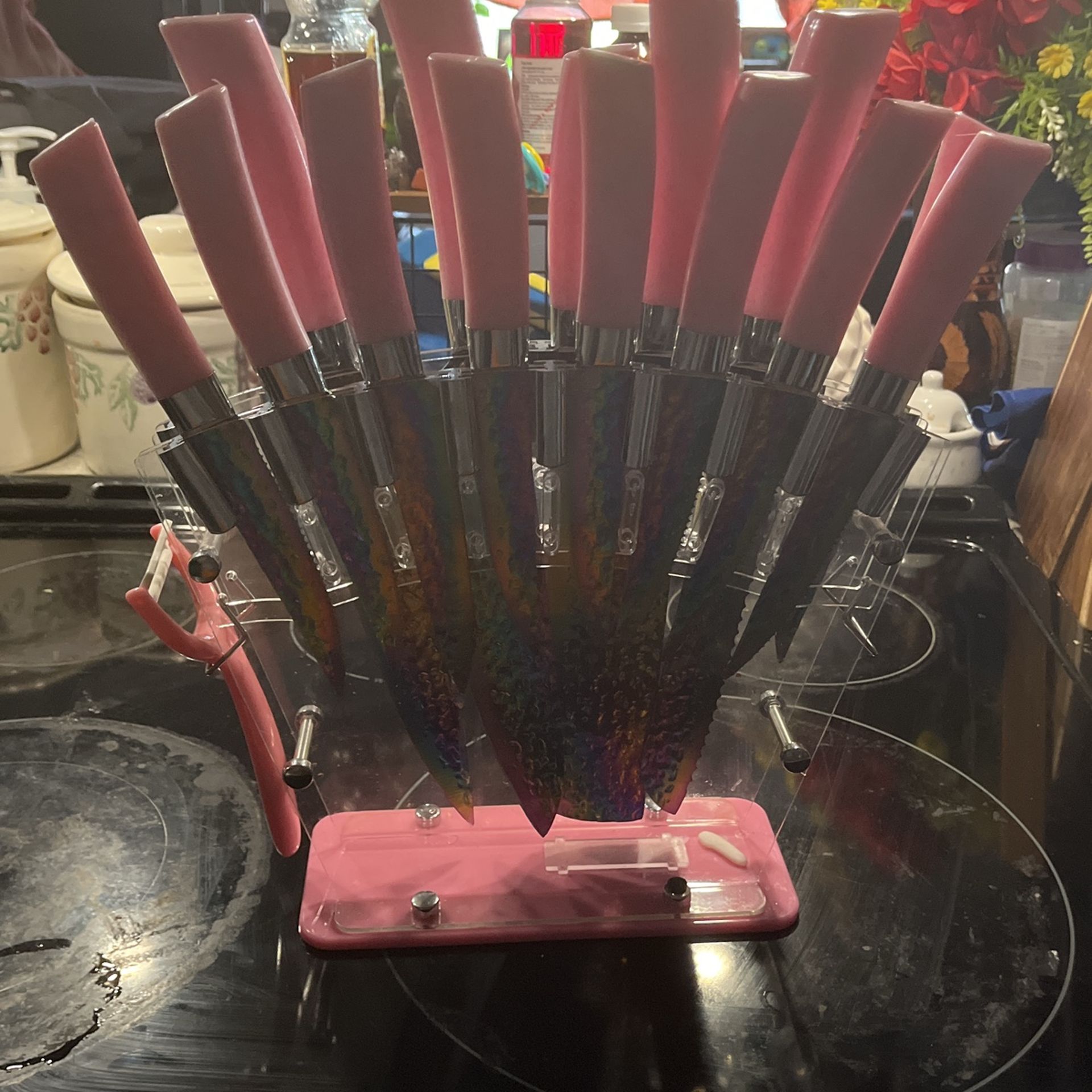 Beautiful Pink Matalic Knife Set