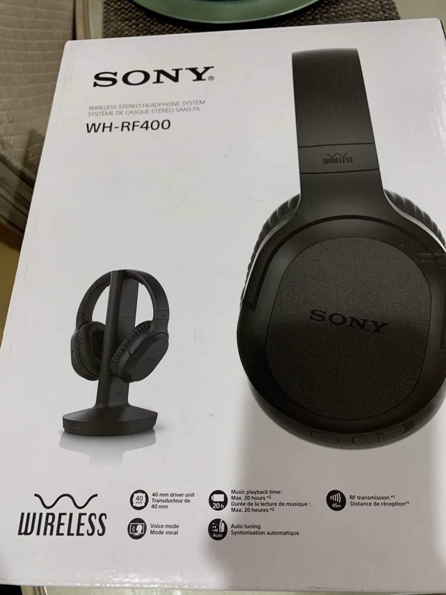 Wireless stereo headphones system never used open