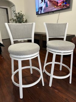 Set of 4 grey & White swivel counter stools