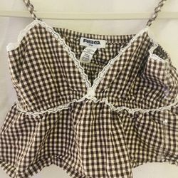 RSQ Gingham Crop Ruffle Top 