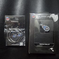 Tennessee Titans Bundle Leather Wallet and Earrings 
