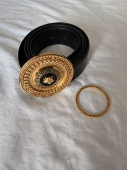 Versace Medusa Gold Buckle Leather Belt – Authentic – Size 100/40