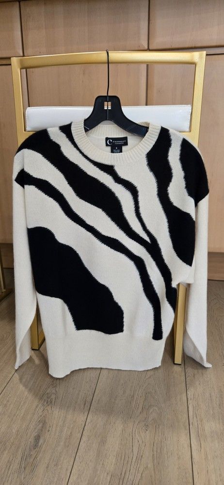 Brand New Cashmere Zebra Pattern Women's Sweater Size Small