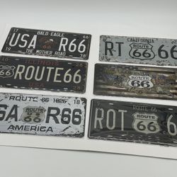 6 pcs set Route 66 License Plate signs New Home Decor
