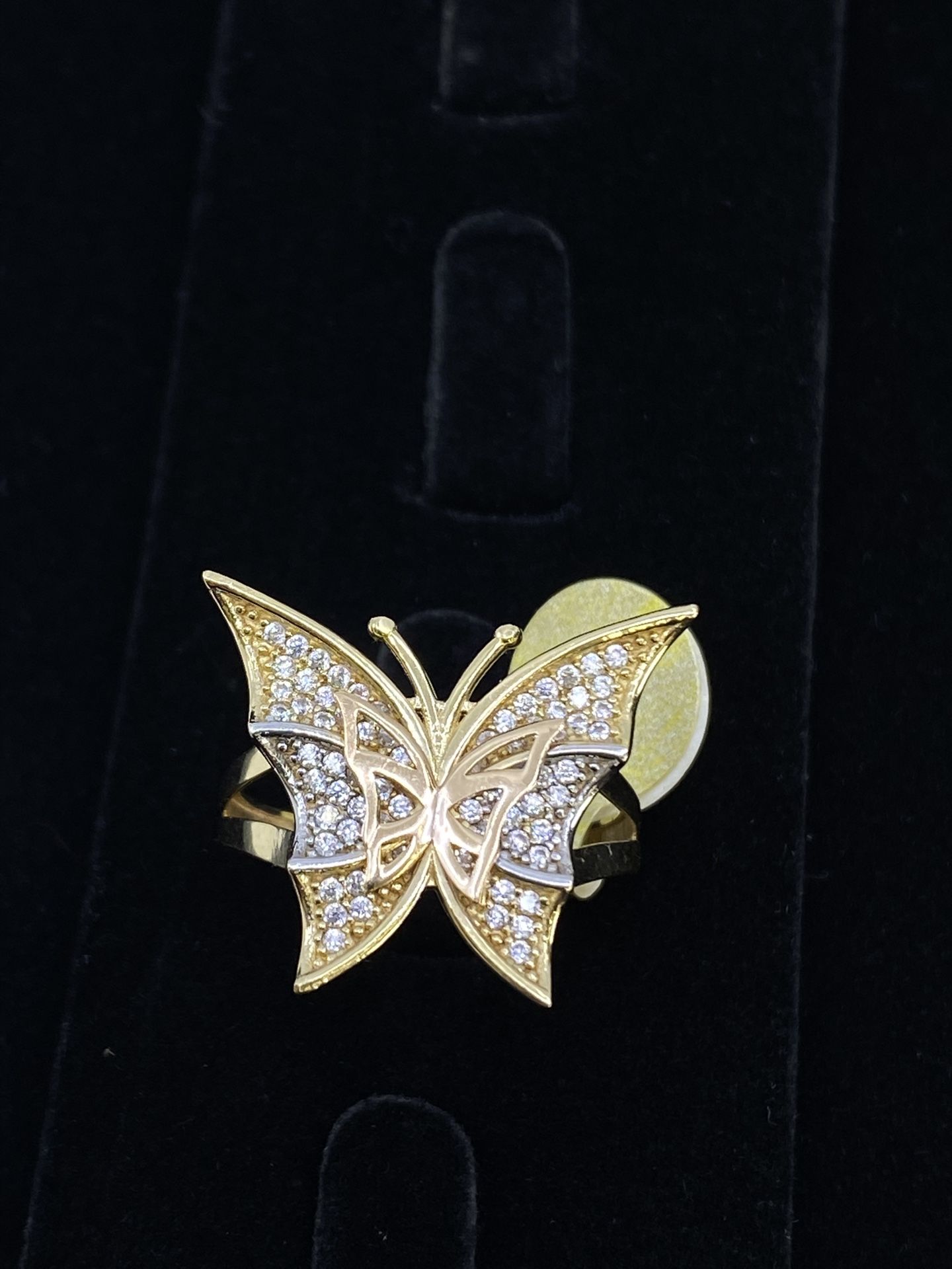 $475 Three Tone Gold W Zirconia Butterfly Ring