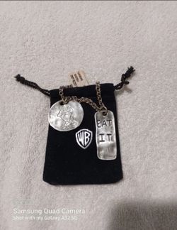 Vintage Looney tunes double charm galvanized dog tags necklace