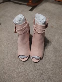 Blush colored heeled sandal