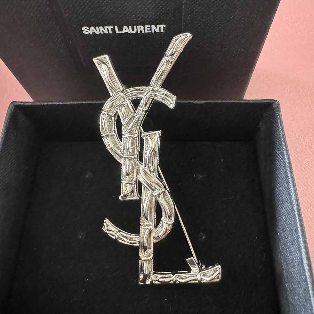 Yves Saint Laurent Snake Print YSL Letters Brooch