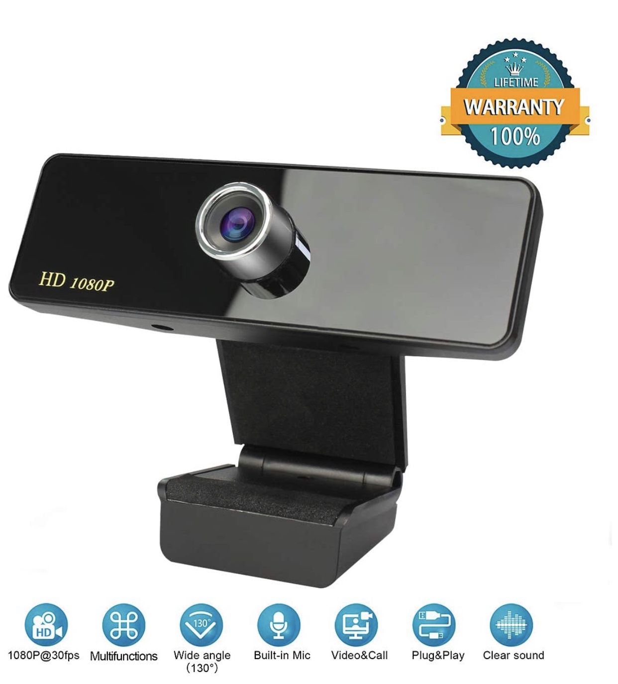 Webcam with Microphone, 1080P HD Webcam Streaming Computer Camera, USB Webcam with Wide Angle Lens & Large Sensor for PC Laptop Desktop Video Calling