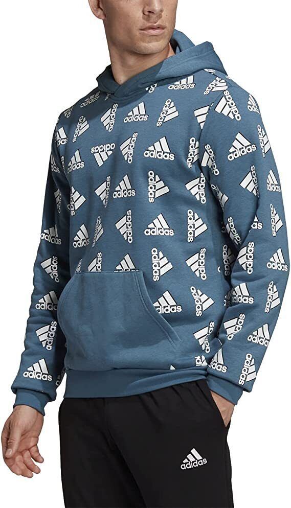 NEW ADIDAS All Over Print Fleece Hoodie Men Casual Sweater, Size Small