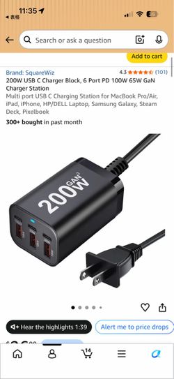 SquareWiz 200W 6-Port GaN3 USB C Fast Charging Station
