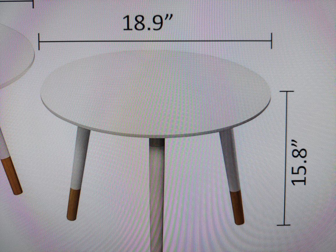 Coffee Round Table White With 3 Bamboo Legs