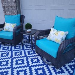 2 Large Patio Rocking Swivel Chairs  And Table.  Read Description Below 
