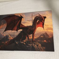 3 Piece Dragon Canvas Print