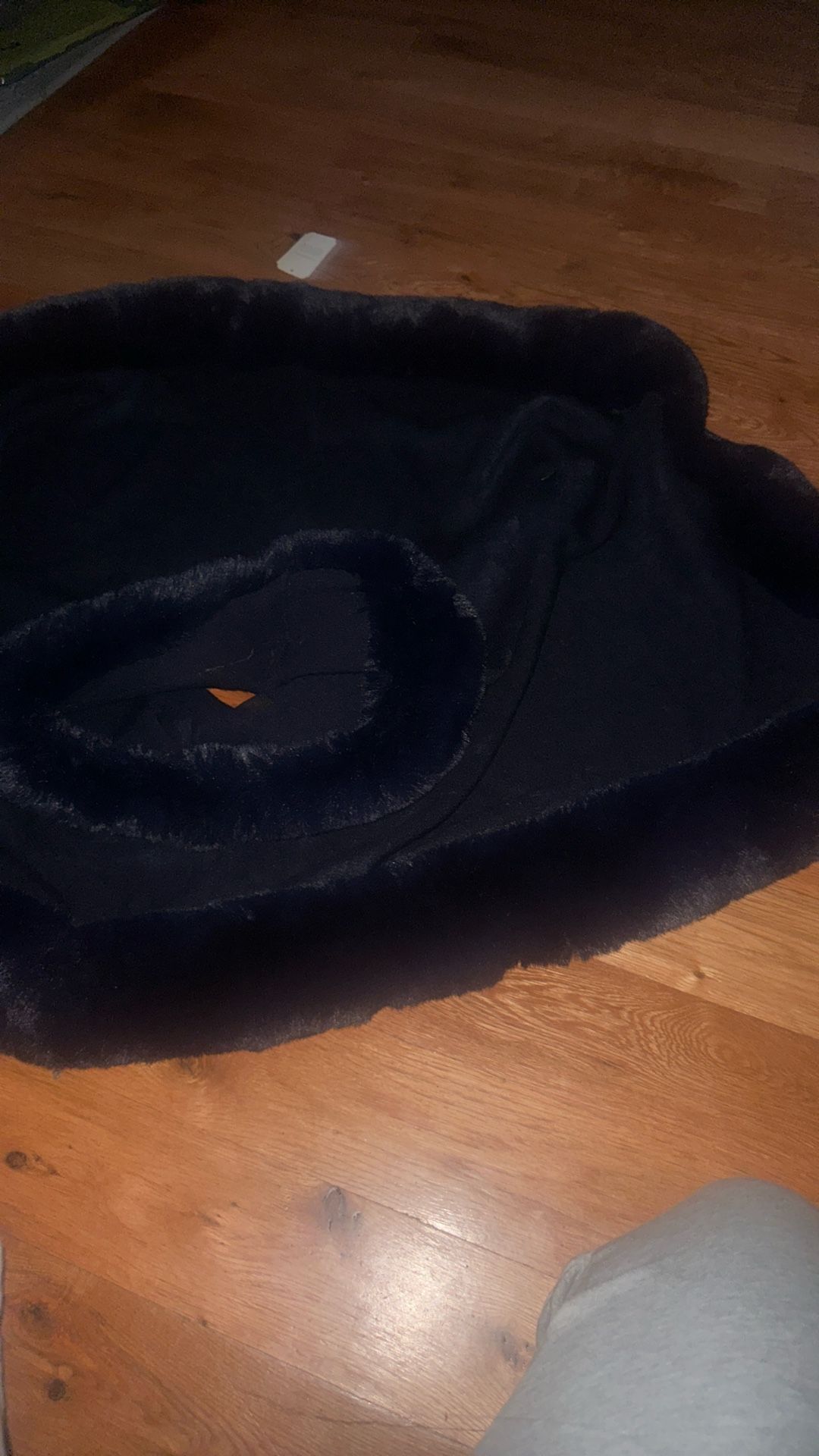 Faux Fur Trim Poncho Blue