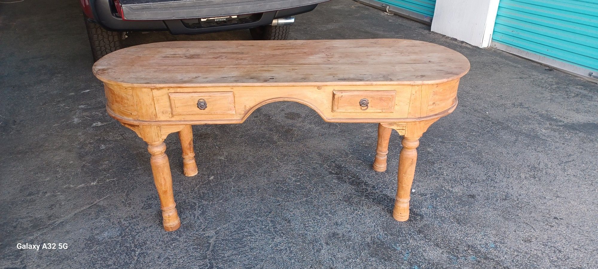 Rough hewn pine library office or entry desk $250obo