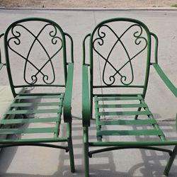 Expensive IRON Thick Green Chairs Heavy Duty Vintage 