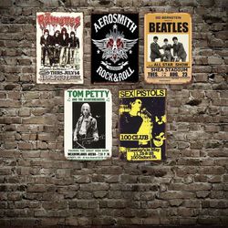 5 Pack 12x8” Metal Signs for Garage Man Cave Tin Signs Classic Rock Decor for Pub Bar Vintage Wall