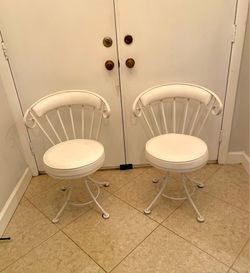 Set of 2 Mid Century Wrought Iron Swivel Chairs