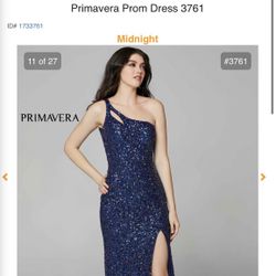 Primavera Navy Sequin Prom Dress