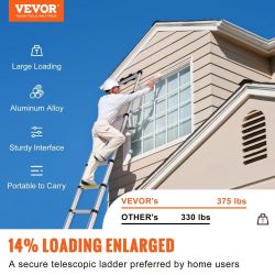 171}Telescoping Ladder, 10.5 FT Aluminum One-button Retraction Collapsible Extension Ladder, 375 LBS Capacity with Non-slip Feet, Portable Multi-purpo